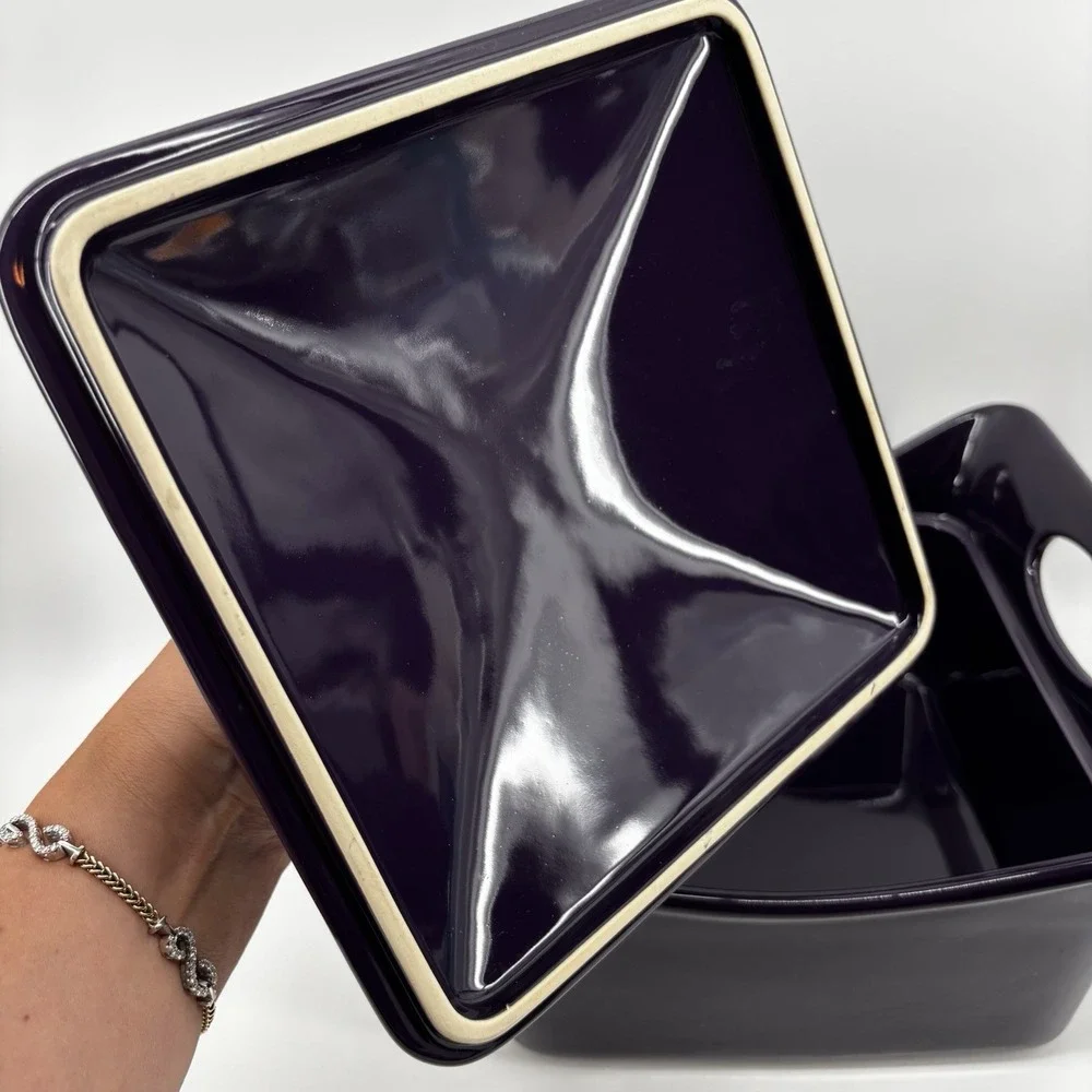 Rachael Ray Purple 3.5 QT Quart Square Casserole Baking Dish With Lid